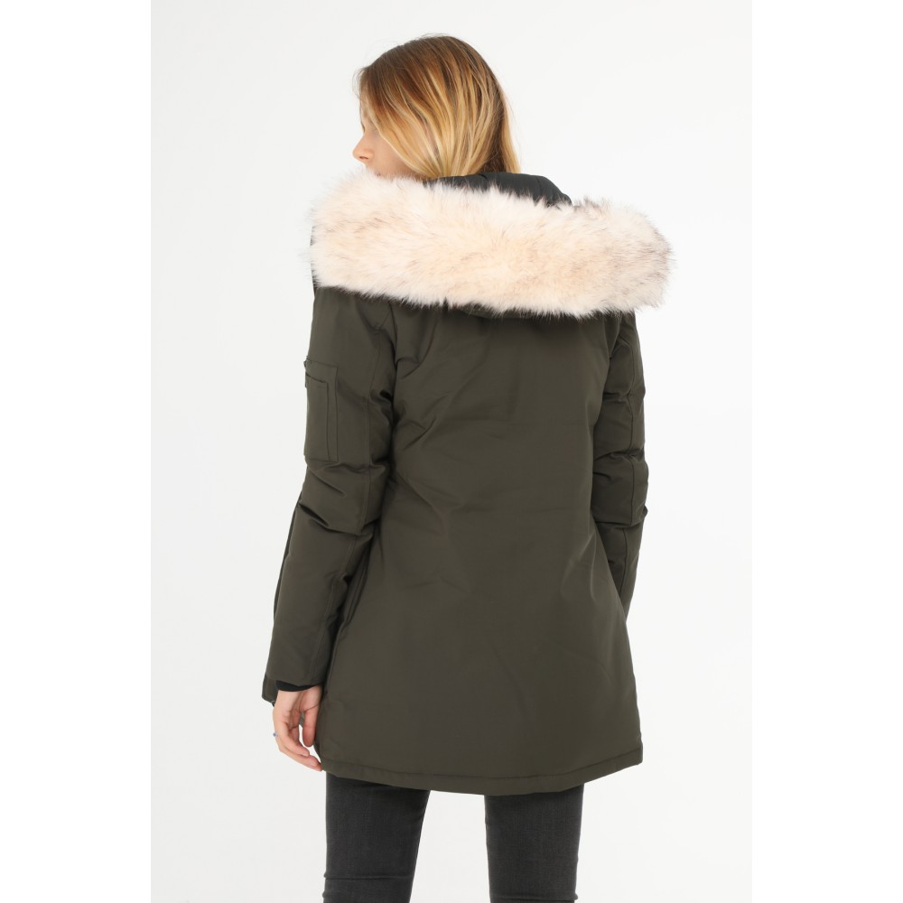Dames Groene Parka Jas met Bontkraag Dames Groene Parka Jas met Bontkraag